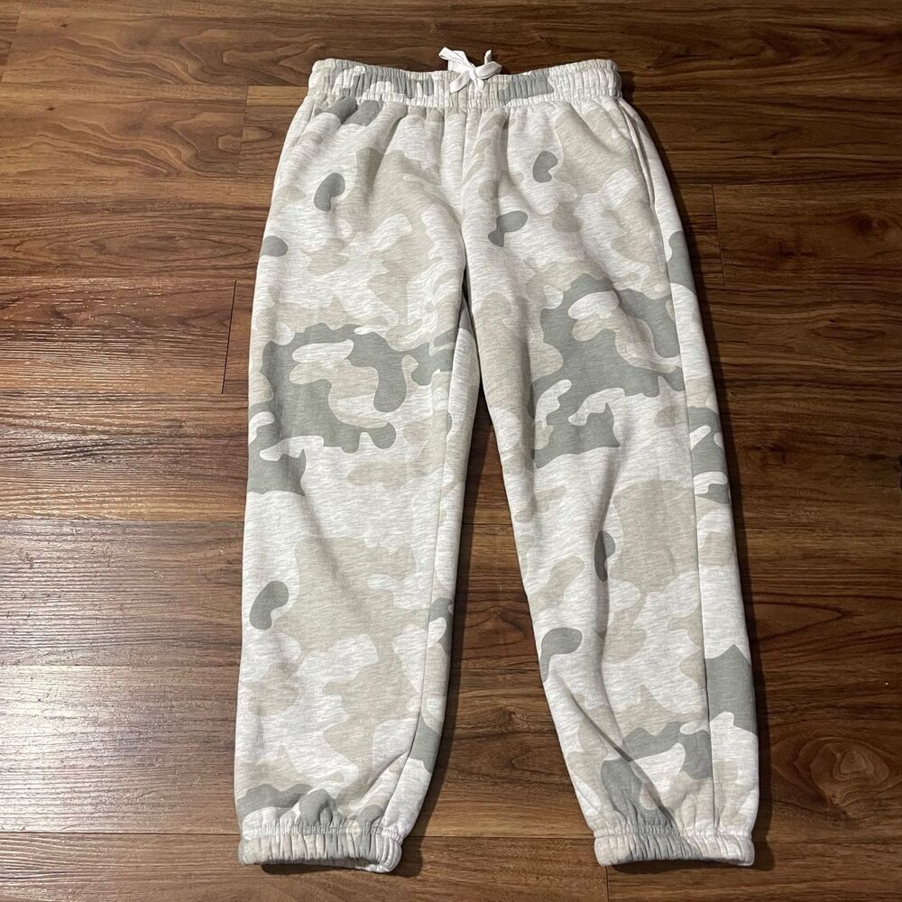 No Boundaries Womens Teddy Lined Joggers M 8-10 Camouflage Casual Leisure Gray